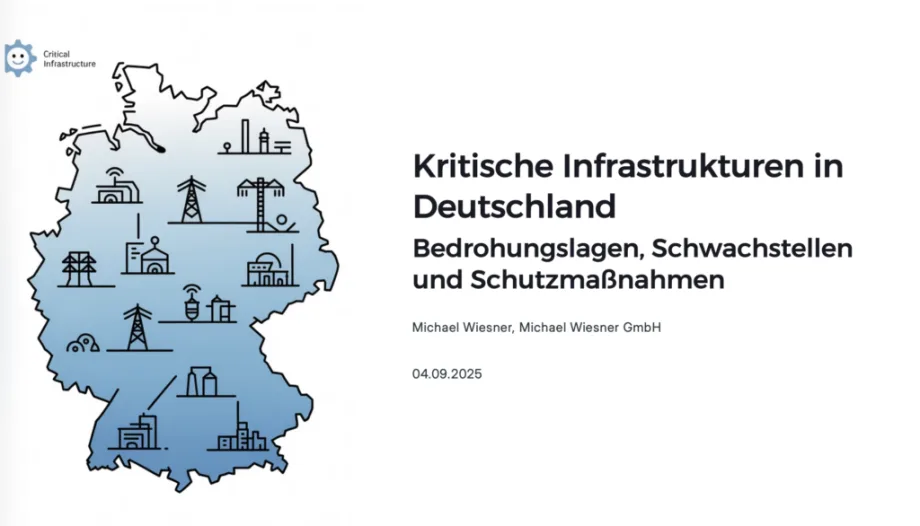 Titelbild zum Blogbeitrag: Deutschlands Lebensadern im Visier: Bedrohungslage 2025 – Seminarfolien jetzt online.