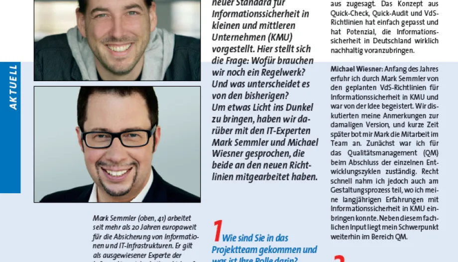 Interview zur VdS 3473 im s+s report
