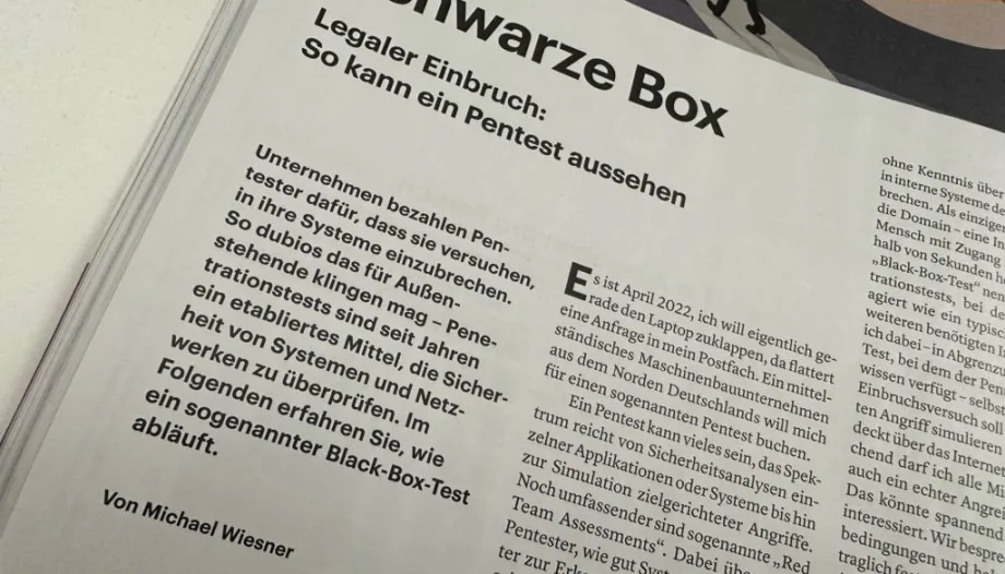 Titelbild zum Blogbeitrag: Legaler Einbruch: So kann ein Pentest aussehen.